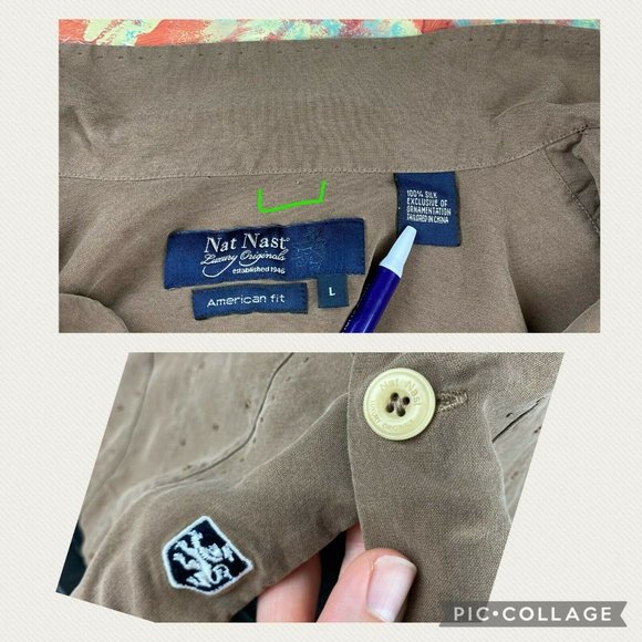 Nat Nast Mens L American Fit Silk Button Down - Picture 10 of 10